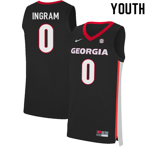 Youth #0 Jailyn Ingram Georgia Bulldogs College Basketball Jerseys Sale-Black